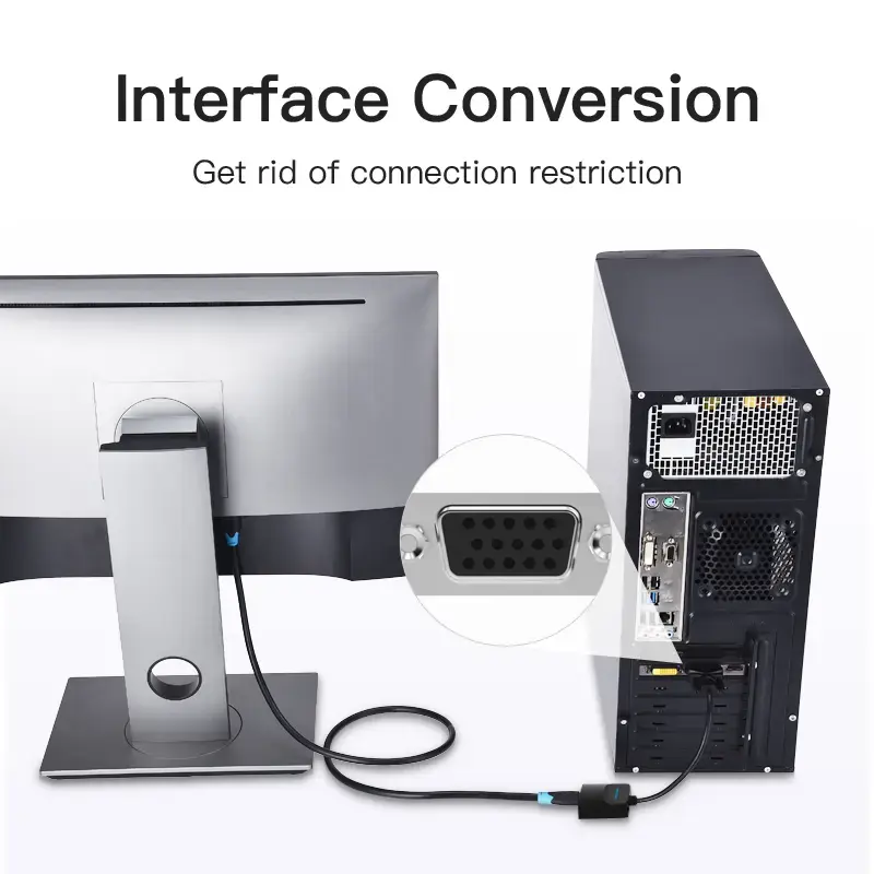 Konwerter VGA na HDMI Vention 0,15 M czarny VGA HDMI Micro USB Audio