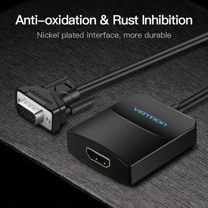 Konwerter VGA na HDMI Vention 0,15 M czarny VGA HDMI Micro USB Audio