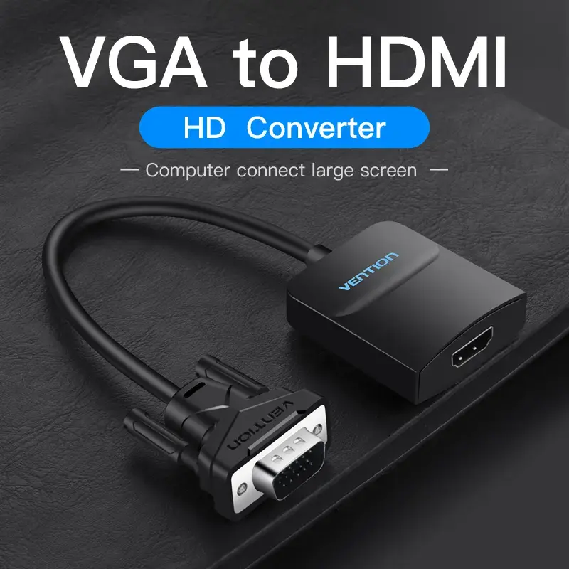 Konwerter VGA na HDMI Vention 0,15 M czarny VGA HDMI Micro USB Audio