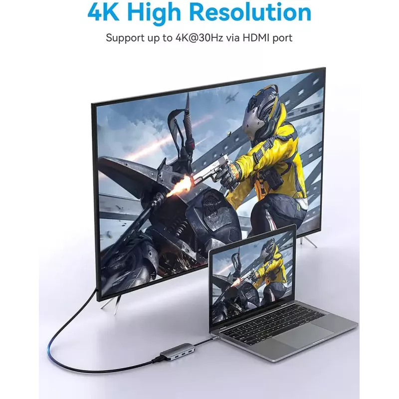 Stacja dokująca Vention USB-C do HDMI USB 3.0x3 SD TF PD 100W Szary