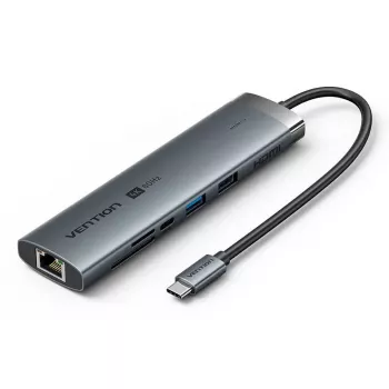 Stacja dokująca Vention 9-w-1 USB-C TGVHB — RJ-45, HDMI 4K@60Hz, USB 3.2 Gen1, SD/MicroSD, 1x USB-C