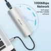 Stacja dokująca Vention wielofunkcyjna USB-C do HDMI USB3.0x3 RJ45 SD TF TRRS 3,5 mm PD 0,15 M szara stop aluminium