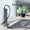 Stacja dokująca Vention wielofunkcyjna USB-C do HDMI USB3.0x3 RJ45 SD TF TRRS 3,5 mm PD 0,15 M szara stop aluminium