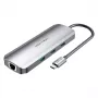 Stacja dokująca Vention wielofunkcyjna USB-C do HDMI USB3.0x3 RJ45 SD TF TRRS 3,5 mm PD 0,15 M szara stop aluminium