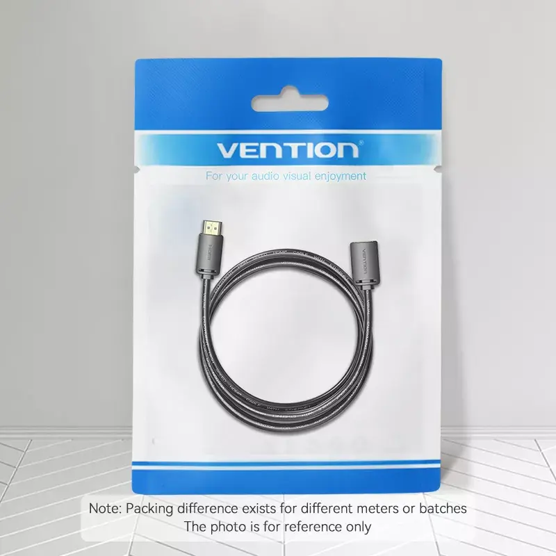Kabel HDMI Vention HDMI-A męski na HDMI-A żeński 2 m, HDMI 2.0 18 Gbit/s, 4K, pozłacane złącza, czarny