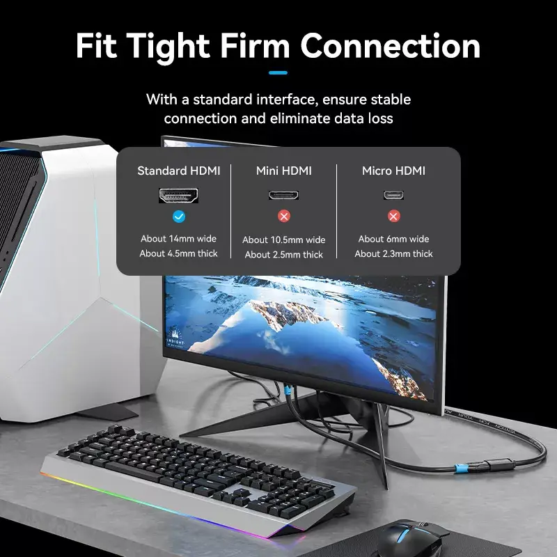 Kabel HDMI Vention HDMI-A męski na HDMI-A żeński 2 m, HDMI 2.0 18 Gbit/s, 4K, pozłacane złącza, czarny