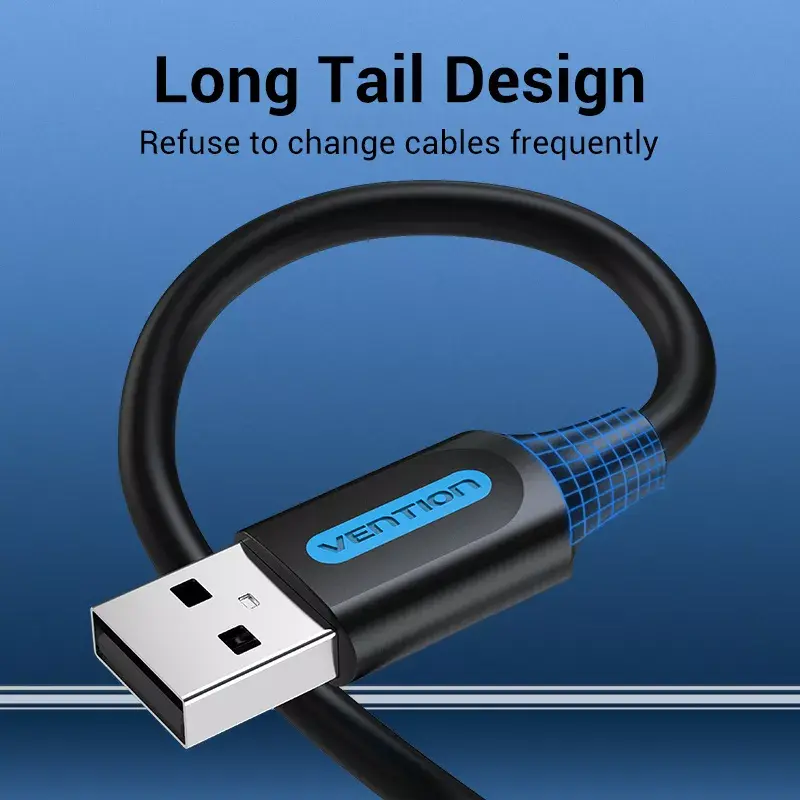 Kabel USB 2.0 A–A Vention 2 m, czarny PVC, USB A na USB A, 0,48 Gbit/s