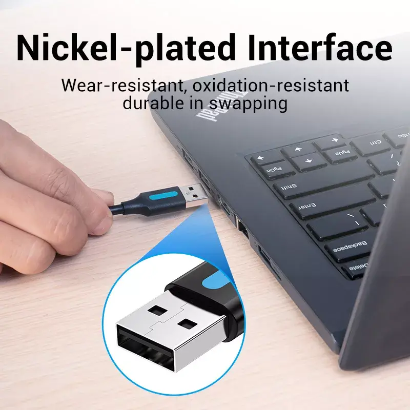 Kabel USB 2.0 A–A Vention 2 m, czarny PVC, USB A na USB A, 0,48 Gbit/s
