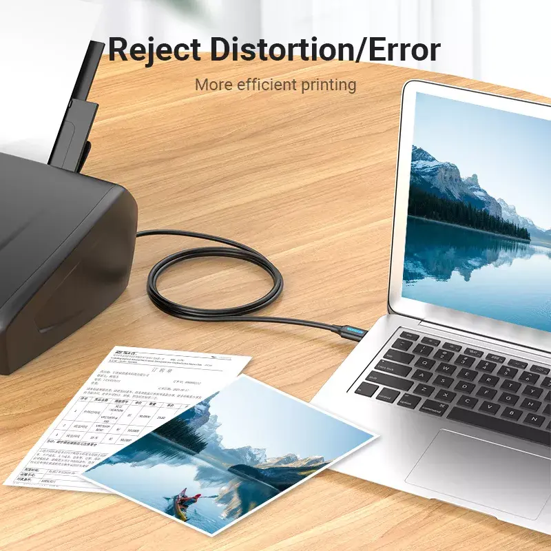 Kabel USB 2.0 A męski na B męski 3 m — Vention — czarny PVC, 480 Mbps, 2 A
