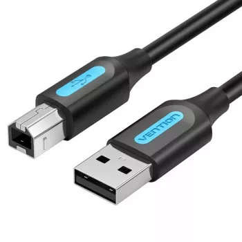 Kabel USB 2.0 A męski na B męski Vention COQBJ, 0,5 m, czarny, płaszcz PVC, 2 A, 0,48 Gbit/s