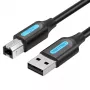 Kabel USB 2.0 A męski na B męski Vention COQBJ, 0,5 m, czarny, płaszcz PVC, 2 A, 0,48 Gbit/s