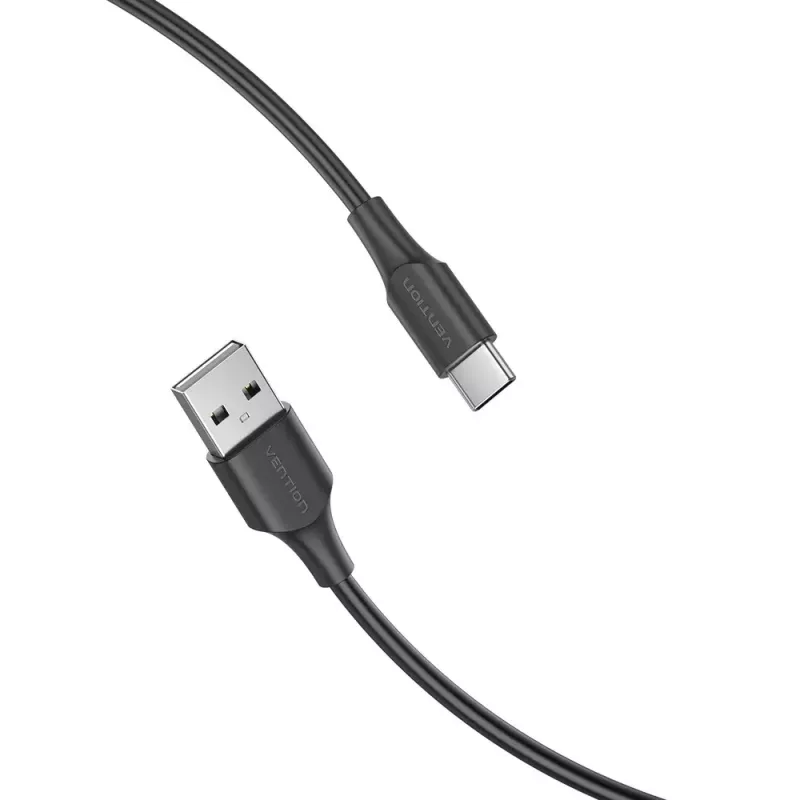 Kabel Vention USB 2.0 Męski A na Męski C 3A 0,25 m Czarny