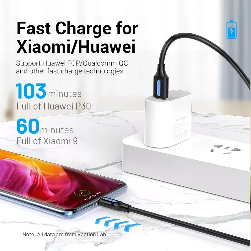 Kabel Vention USB 2.0 A Męski na C Męski 3A 0,5M Czarny