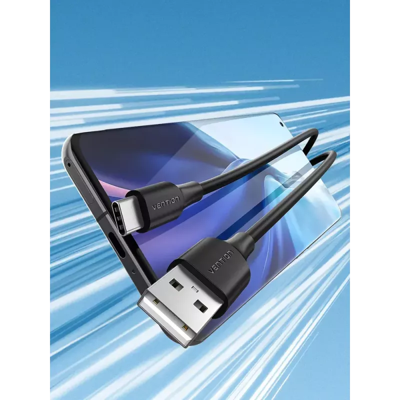 Vention USB 2.0 A Męski na C Męski Kabel 3A 0,5M Czarny
