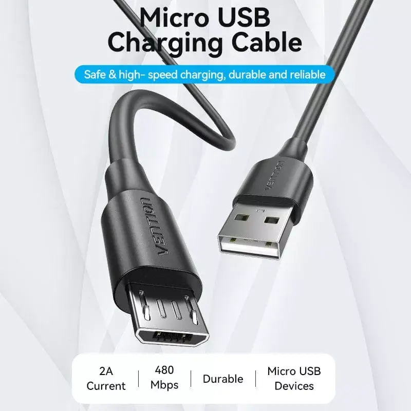 Kabel Vention USB 2.0 A męski do Micro-B męskiego 2A 2 m czarny