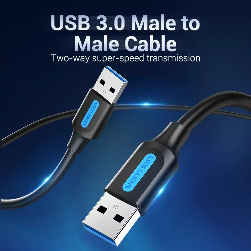 Kabel USB 3.0 A-Male na A-Male 1,5 m — Vention, USB 3.2 Gen 1, czarny PVC