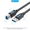 Kabel Vention USB 3.0 A na B 3 m — USB 3.2 Gen 1 (5 Gbit/s), Czarny, Złącza niklowane