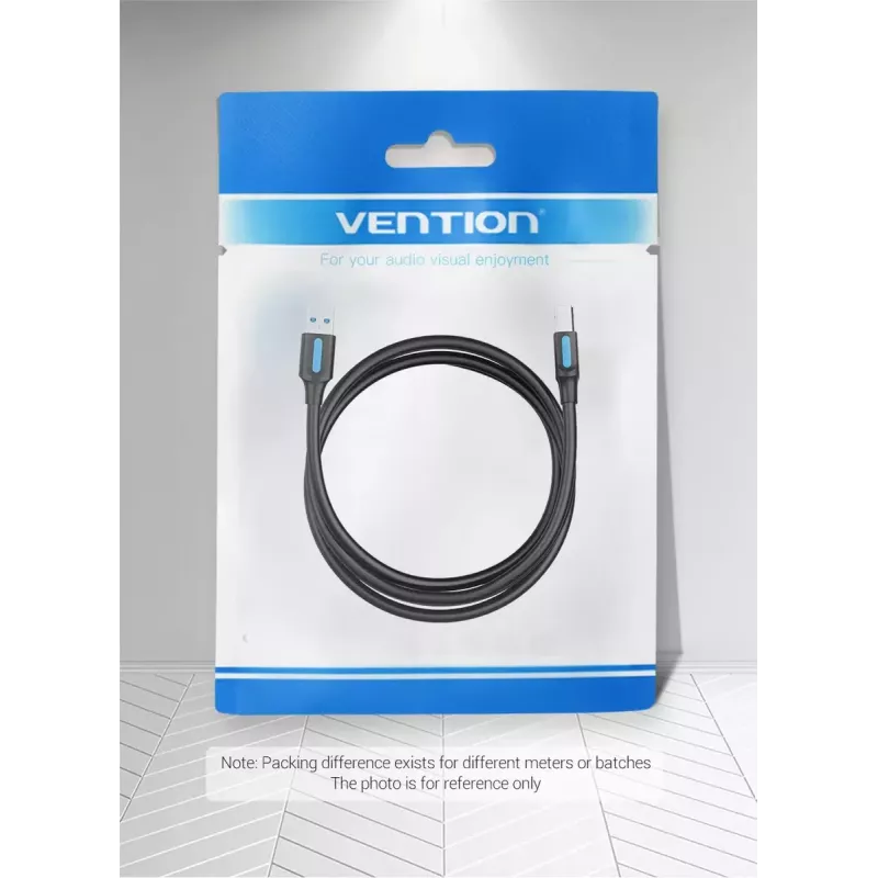 Kabel Vention USB 3.0 A na B 3 m — USB 3.2 Gen 1 (5 Gbit/s), Czarny, Złącza niklowane