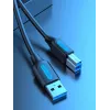 Kabel Vention USB 3.0 A na B 3 m — USB 3.2 Gen 1 (5 Gbit/s), Czarny, Złącza niklowane