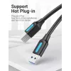 Kabel Vention USB 3.0 A na B 3 m — USB 3.2 Gen 1 (5 Gbit/s), Czarny, Złącza niklowane