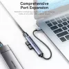 Koncentrator USB Vention CKOHB — 4-portowy hub USB 3.2 Gen 1/USB 2.0, kabel 0,15 m, szare aluminium
