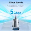 Koncentrator USB Vention CKOHB — 4-portowy hub USB 3.2 Gen 1/USB 2.0, kabel 0,15 m, szare aluminium