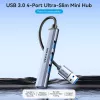 Koncentrator USB Vention CKOHB — 4-portowy hub USB 3.2 Gen 1/USB 2.0, kabel 0,15 m, szare aluminium