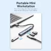 Koncentrator USB Vention CKOHB — 4-portowy hub USB 3.2 Gen 1/USB 2.0, kabel 0,15 m, szare aluminium