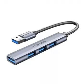 Koncentrator USB Vention CKOHB — 4-portowy hub USB 3.2 Gen 1/USB 2.0, kabel 0,15 m, szare aluminium