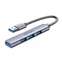Koncentrator USB Vention CKOHB — 4-portowy hub USB 3.2 Gen 1/USB 2.0, kabel 0,15 m, szare aluminium