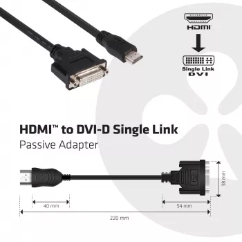 CLUB3D HDMI to DVI Single Link Passive Adapter 0.40 m HDMI DVI