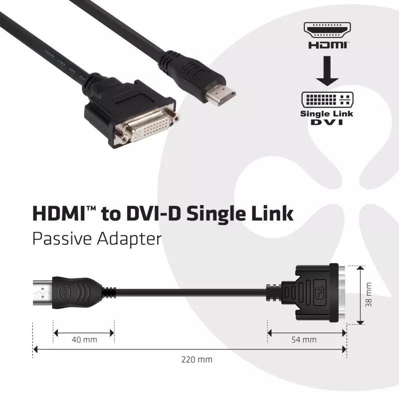 CLUB3D HDMI to DVI Single Link Passive Adapter 0.40 m HDMI DVI