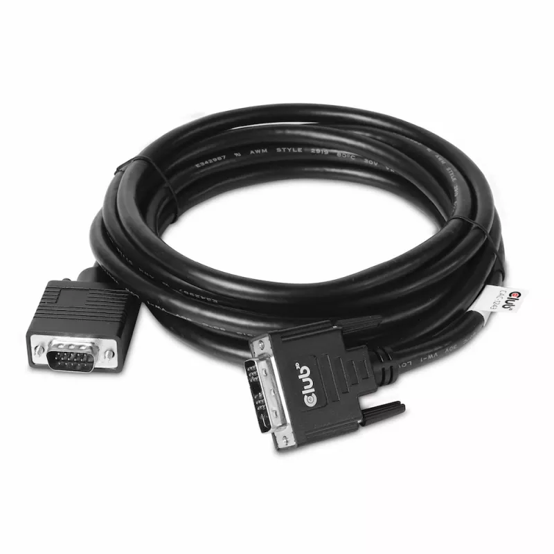 Kabel DVI-A do VGA M/M CLUB3D CAC-1243 3 m 28 AWG Czarny