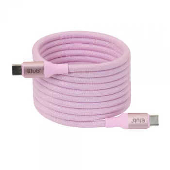 CLUB3D Kabel USB-C zwijany magnetycznie 240W różowy 2m USB 2.0