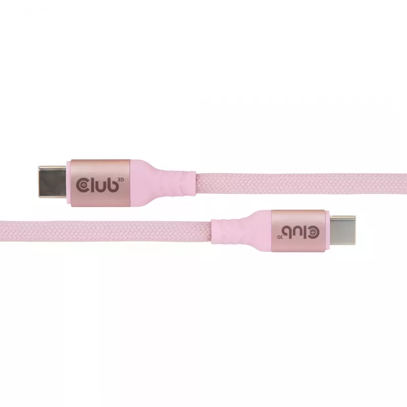 CLUB3D Kabel USB-C zwijany magnetycznie 240W różowy 2m USB 2.0