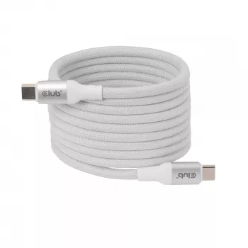 Kabel USB-C z cewką magnetyczną Club 3D CAC-3032 — biały, konstrukcja z cewką magnetyczną do ładowania i przesyłania danych