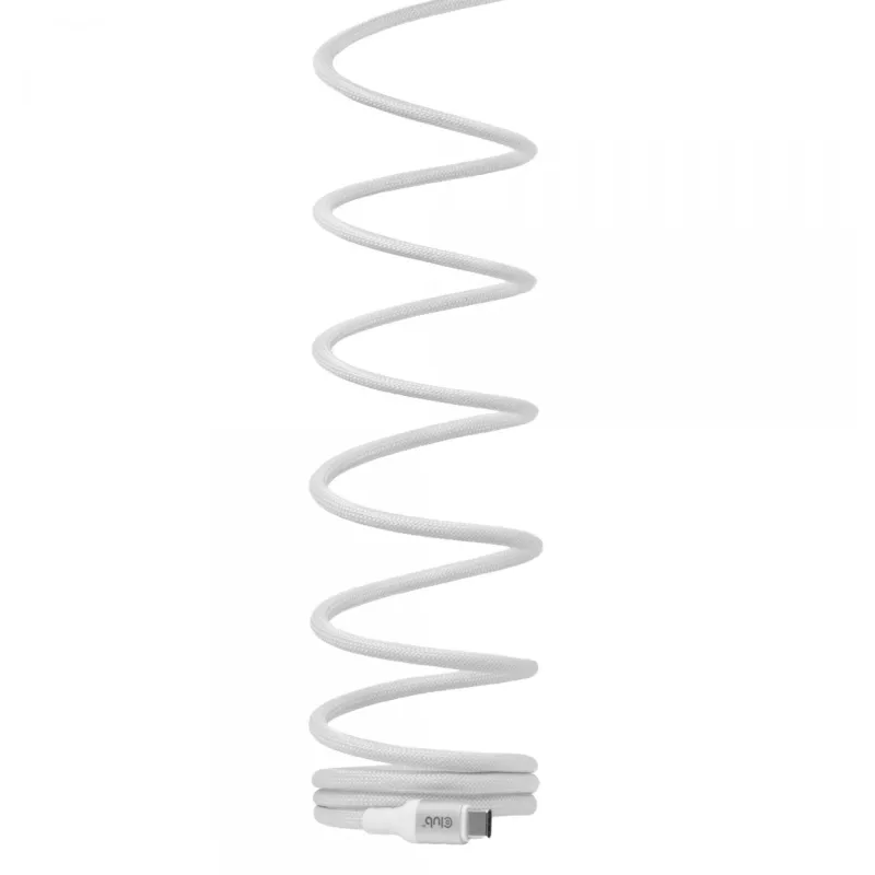 Kabel USB-C z cewką magnetyczną Club 3D CAC-3032 — biały, konstrukcja z cewką magnetyczną do ładowania i przesyłania danych