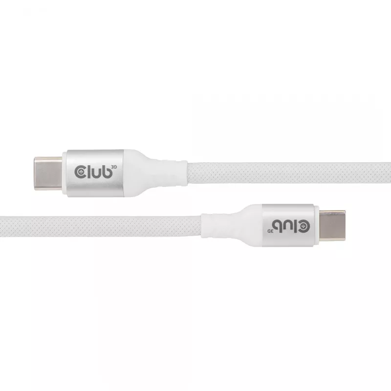 Kabel USB-C z cewką magnetyczną Club 3D CAC-3032 — biały, konstrukcja z cewką magnetyczną do ładowania i przesyłania danych