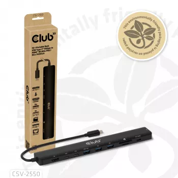 CLUB3D 10-1 Przenośna stacja dokująca USB Type-C® 10 Gb/s na HDMI™ 8K30Hz PD3.1 maks. 140 W