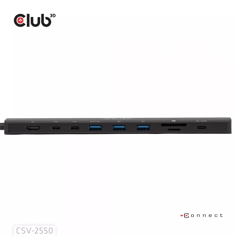CLUB3D 10-1 Przenośna stacja dokująca USB Type-C® 10 Gb/s na HDMI™ 8K30Hz PD3.1 maks. 140 W