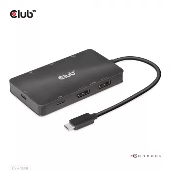 CLUB3D USB Gen2 Type-C do Dual DisplayPort 4k60Hz 7-w-1 HUB