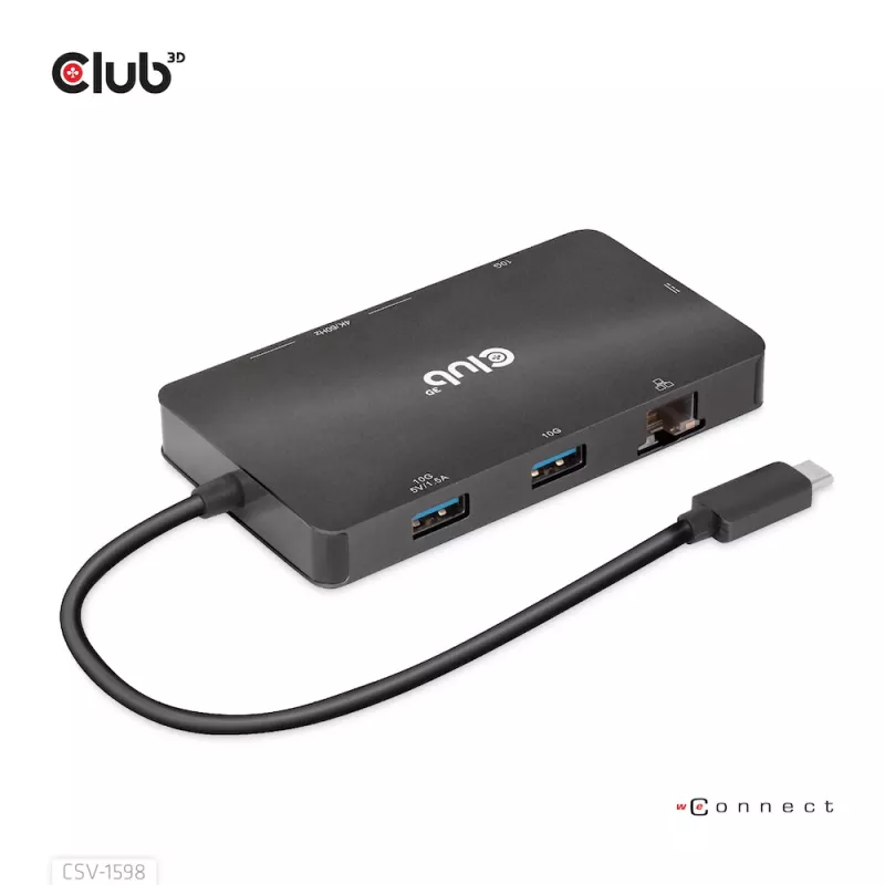 CLUB3D USB Gen2 Type-C do Dual DisplayPort 4k60Hz 7-w-1 HUB