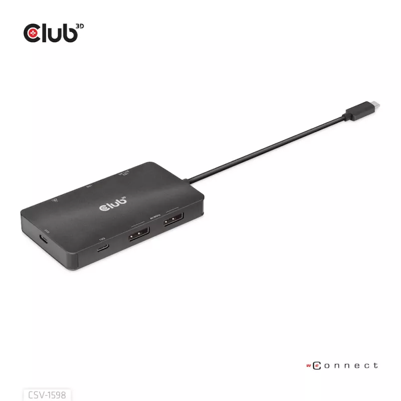 CLUB3D USB Gen2 Type-C do Dual DisplayPort 4k60Hz 7-w-1 HUB