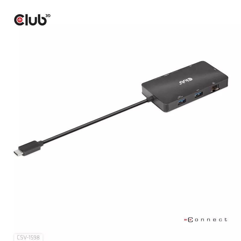 CLUB3D USB Gen2 Type-C do Dual DisplayPort 4k60Hz 7-w-1 HUB