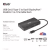 CLUB3D USB Gen2 Type-C do Dual DisplayPort 4k60Hz 7-w-1 HUB