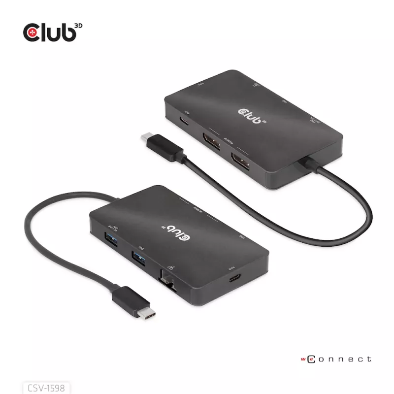 CLUB3D USB Gen2 Type-C do Dual DisplayPort 4k60Hz 7-w-1 HUB