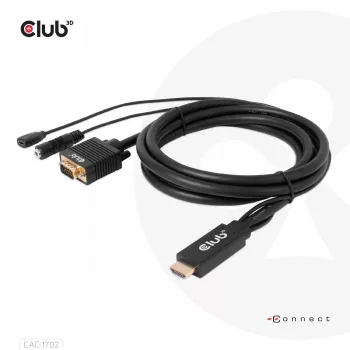 CLUB3D Kabel HDMI do VGA M/M 2m/6,56ft 28AWG