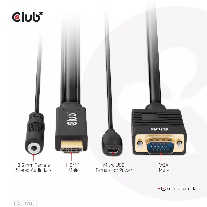 CLUB3D Kabel HDMI do VGA M/M 2m/6,56ft 28AWG