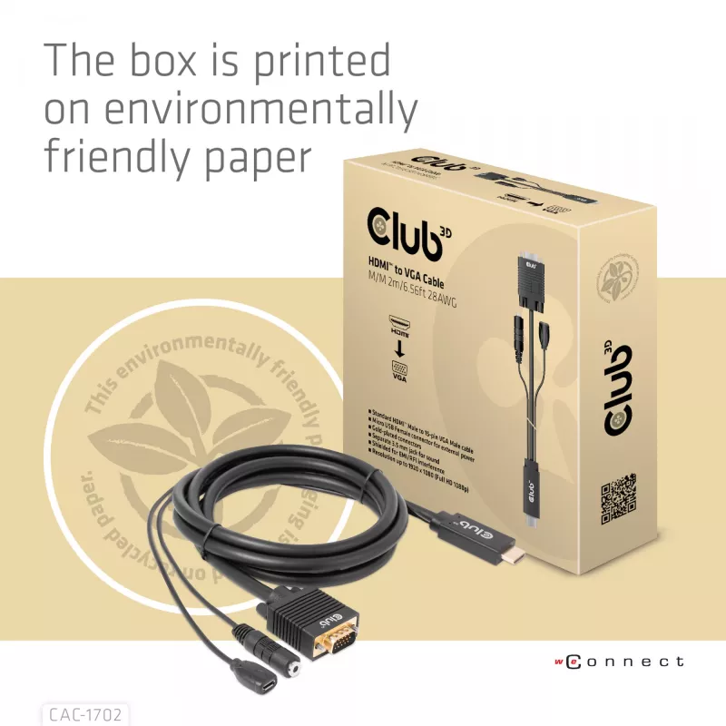 CLUB3D Kabel HDMI do VGA M/M 2m/6,56ft 28AWG