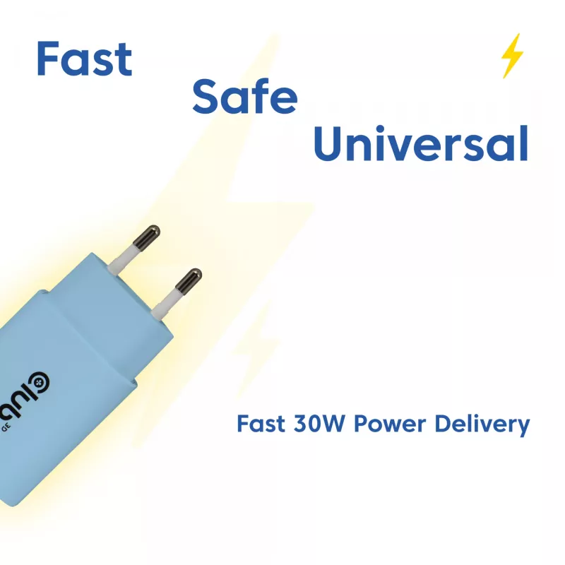 CLUB3D 2-Pack USB C Charger 30 Watt Whit, Indoor, AC, niebieski